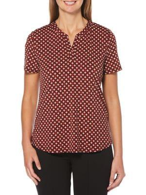 Rafaella Split-neck Printed Top