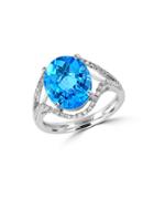 Effy Ocean Bleu Diamond, Blue Topaz 14k White Gold Ring