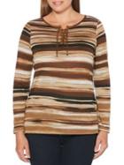 Rafaella Horizon-print Lace-up Henley