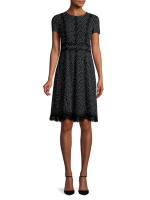 Karl Lagerfeld Paris Dot Lace Fit-and-flare Dress