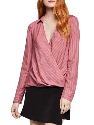 Bcbgeneration Deep V Striped Surplice Blouse