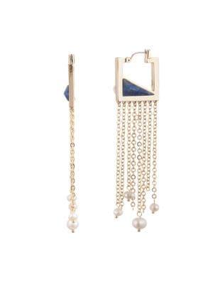 Carolee Amelia 4-6mm Freshwater Pearl Square Chain Earrings