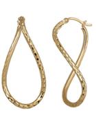 Lord & Taylor 14k Yellow Gold Textured Hoop Earrings
