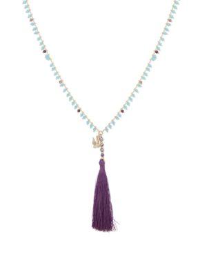 Lonna & Lilly Semi-precious Amethyst Quartz Tassel Pendant Drop Necklace