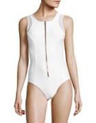 Luxe By Lisa Vogel Zip-front One-piece Swimsuit