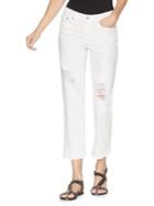 Vince Camuto White Ripped Cropped Straight Jean