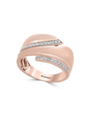Effy Pave Rose Diamond And 14k Rose Gold Band Ring