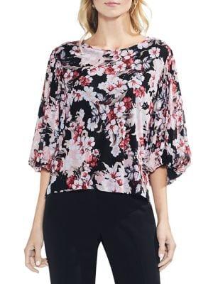 Vince Camuto Bubble-sleeve Floral Blouse