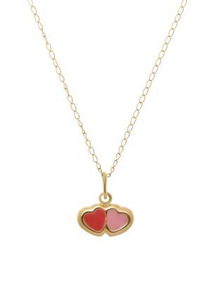 Lord & Taylor 14k Yellow Gold Double Heart Necklace
