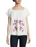 French Connection Jude Embroidered Cotton Top