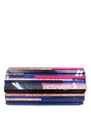 Sondra Roberts Resin Glitter Flap Clutch