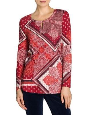 Olsen Modern Folk Foulard-print Cotton-blend Top