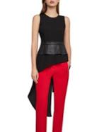 Bcbgmaxazria Asymmetrical Faux Leather-trimmed Top