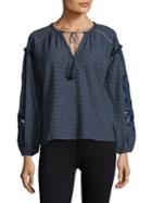 Lucky Brand Embroidered Long-sleeve Top