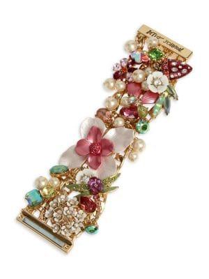 Betsey Johnson Mixed Floral Magnetic Bracelet