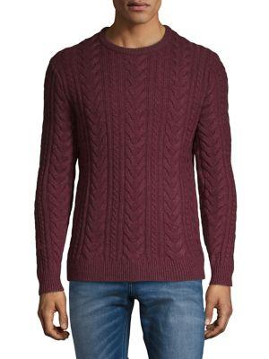 Black Brown Cable Wool Crewneck Sweater