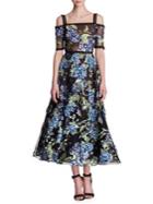 Marchesa Notte Off-the-shoulder Embroidered Floral Gown