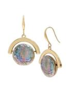 Robert Lee Morris Soho Mosaic Disc Half Moon Goldtone And Mother-of-pearl Drop Earrings