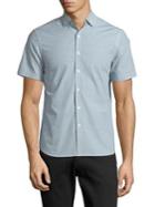 Black Brown Microgrid Cotton Button-down Shirt