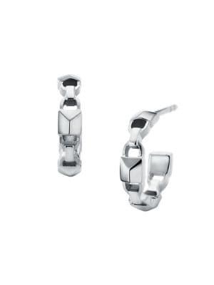 Michael Kors Mercer Sterling Silver Link Hoop Earrings