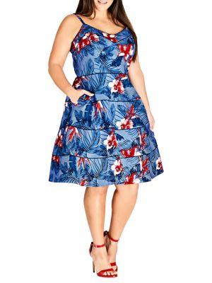 City Chic Plus Love Hawaii Floral Dress