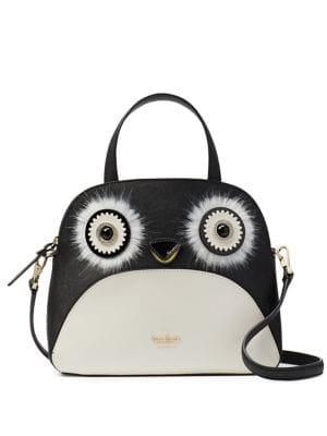 Kate Spade New York Small Dashing Beauty Penguin Lottie Faux Fur-trimmed Satchel