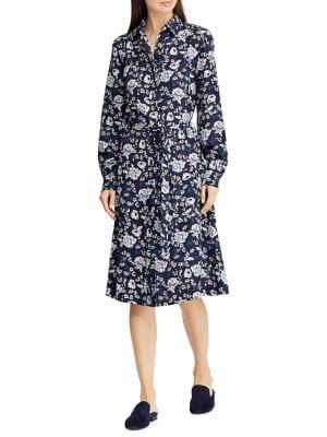 Lauren Ralph Lauren Printed Crepe Fit-&-flare Shirtdress