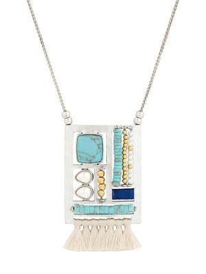Lucky Brand Land And Sea Faux Pearl And Crystal Stationed Pendant Necklace