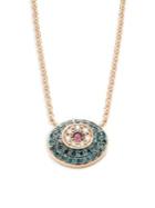 Effy 14k Rose Gold, Ruby, Blue & White Diamond Round Pendant Necklace