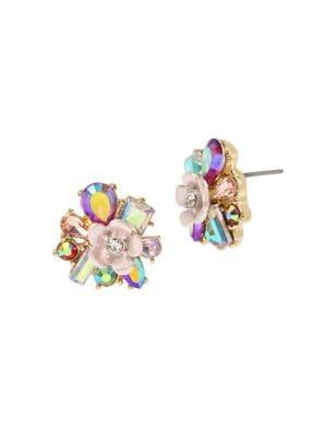 Betsey Johnson Floral Stone Cluster Stud Earrings