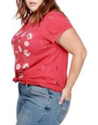 Lucky Brand Plus Distressed Cotton Tee