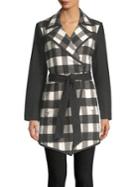 Imnyc Isaac Mizrahi Plaid Belted Long Jacket