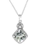 Effy Aquarius 0.22 Tcw Diamond, Aquamarine And 14k White Gold Necklace