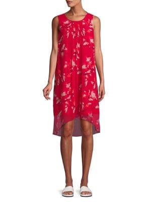 H Halston Sleeveless Floral Shirt Dress