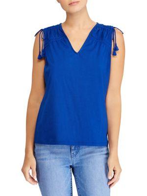 Lauren Ralph Lauren Petite Ruched Sleeveless Cotton Jersey Top