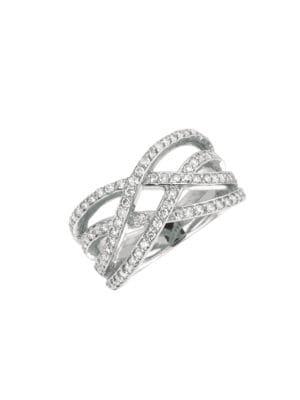 Morris & David 14k White Gold & Diamond Wave Ring