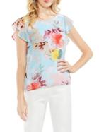 Vince Camuto Petite Faded Blooms Drape-sleeve Blouse