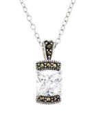 Lord & Taylor Marcasite Halo Sterling Silver Bail Pendant Necklace