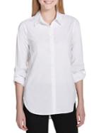 Calvin Klein Faux Pearl-embellished Poplin Button-down Shirt