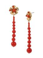 Miriam Haskell Coral Beaded Linear Earrings