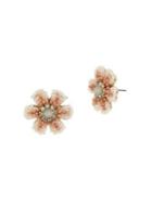 Miriam Haskell Floral Goldtone And Crystal Stud Earrings