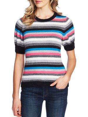 Cece By Cynthia Steffe Striped Puff-sleeve Sweater Tee
