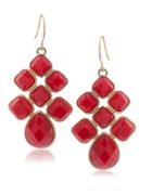 1st And Gorgeous Scarlet Red Cabachon Chandelier Earrings