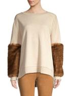 Elie Tahari Chantae Faux Fur-cuff Sweatshirt