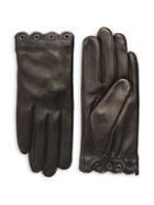 Kate Spade New York Scallop Grommets Leather Gloves