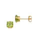 Lord & Taylor Peridot And 14k Yellow Gold Square Stud Earrings