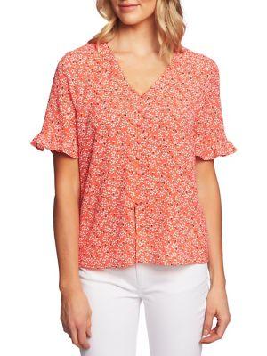 Cece Desert Floral V-neck Blouse