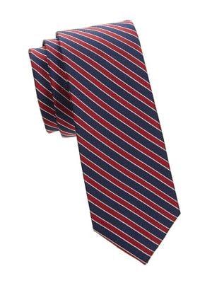 Black Brown Naples Skinny Striped Silk-blend Tie