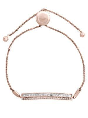 Effy Pave Rose 0.86 Tcw Diamond & 14k Rose Gold Bracelet