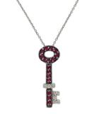 Effy Ruby, Diamond And 14k White Gold Key Pendant Necklace